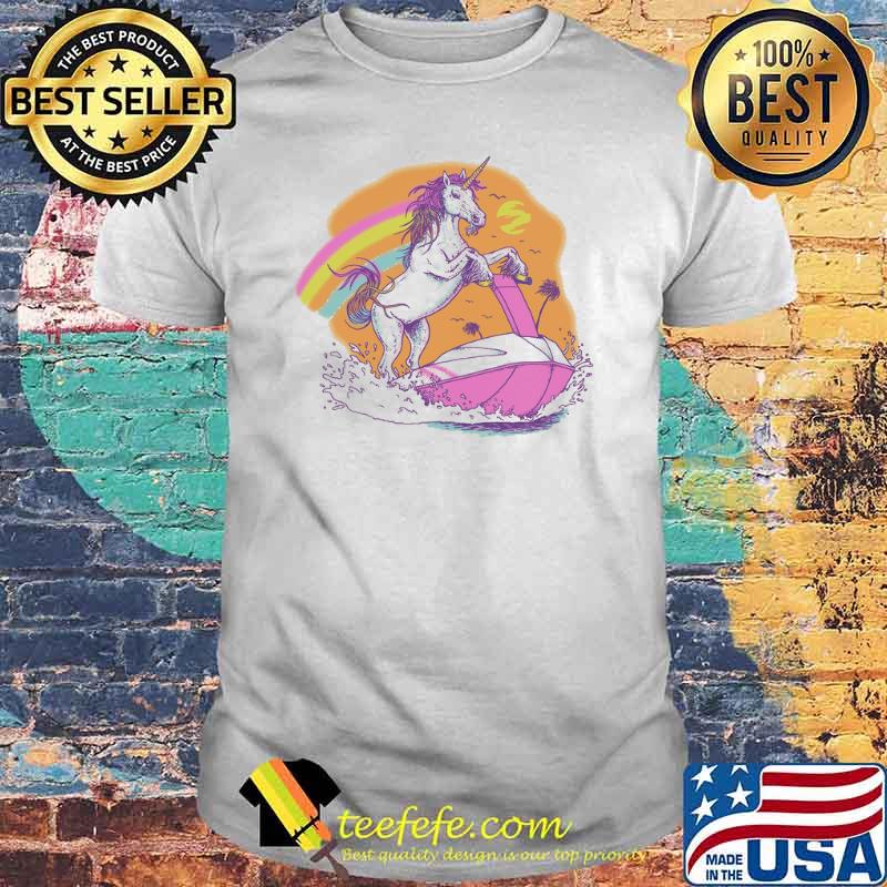 Fabulous summer unicorn water scooter ocean beach surf shirt