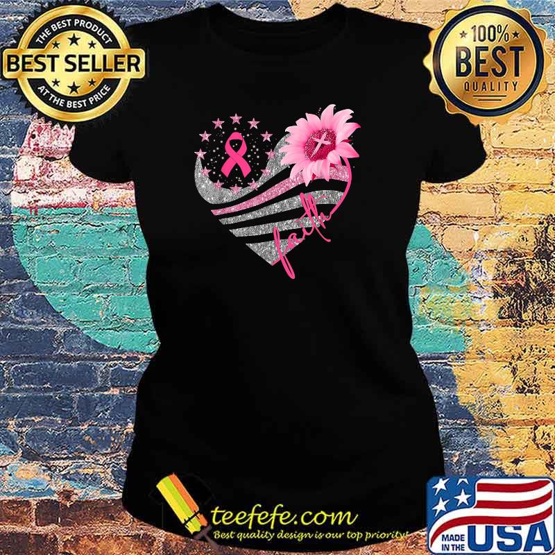 faith Breast Cancer Awareness Sun flower bling bling T-Shirt Ladies tee faith Breast Cancer Awareness Sun flower bling bling T-Shirt Ladies tee