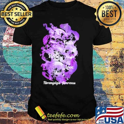 Faith Hope Love Fibromyalgia Awareness Skull Shirt
