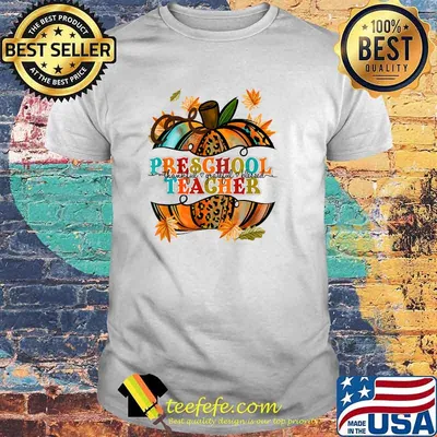 Fall Pumpkin Thankful Blessed Preschool Teacher T-Shirt