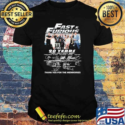 Fast and furious 20 years 2001-2021 thank you for the memories shirt
