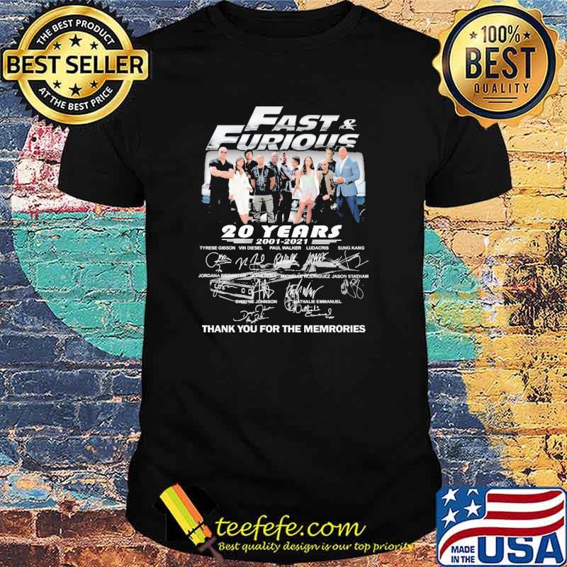 Fast and furious 20 years 2001-2021 thank you for the memories shirt