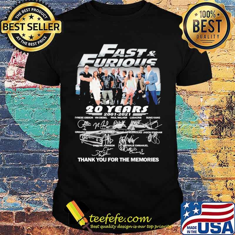 Fast and furious 20 years 2001 2021 thank you for the memories signatures shirt Fast and furious 20 years 2001 2021 thank you for the memories signatures shirt