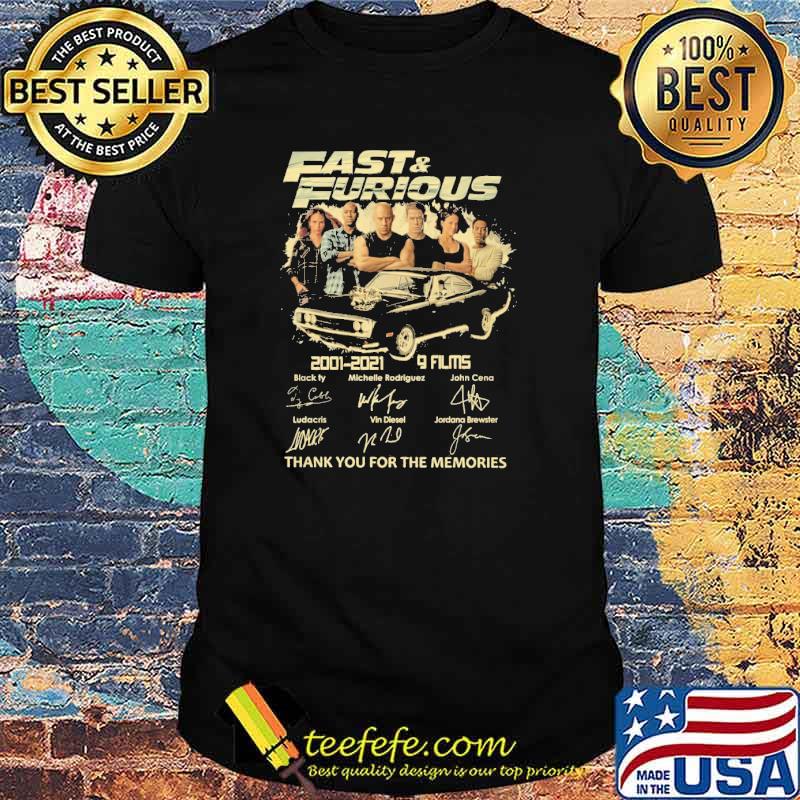 Fast and Furious 2001-2021 9 films thank you for the memories shirt Fast and Furious 2001-2021 9 films thank you for the memories shirt