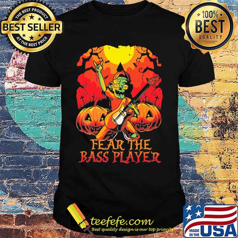 Fear the bass player Halloween skull shirt