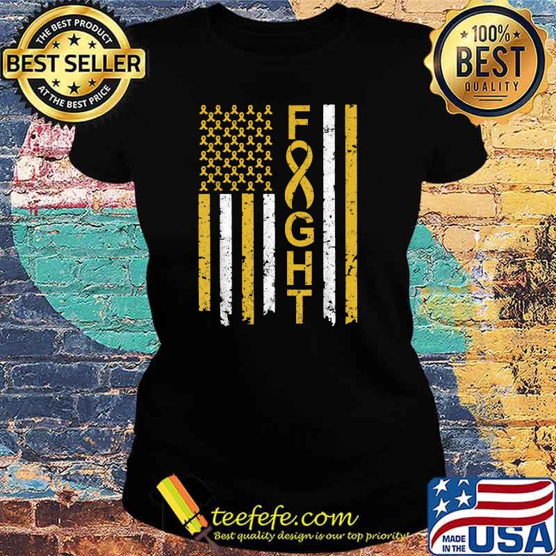 Fight Childhood Cancer Awareness American Flag T-Shirt Ladies tee Fight Childhood Cancer Awareness American Flag T-Shirt Ladies tee