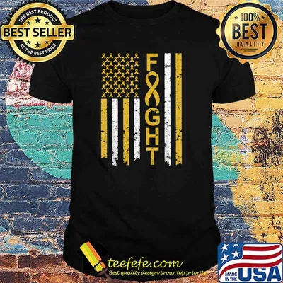 Fight Childhood Cancer Awareness American Flag T-Shirt