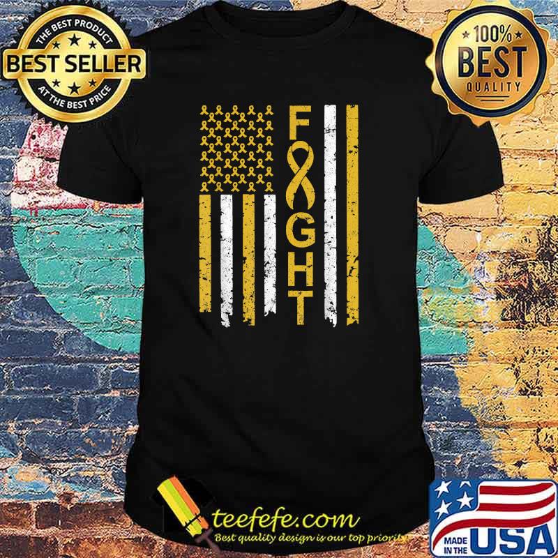 Fight Childhood Cancer Awareness American Flag T-Shirt