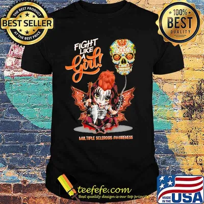 Fight Like A Girl Multiple Sclerosis Awareness Balloon Skull shirt