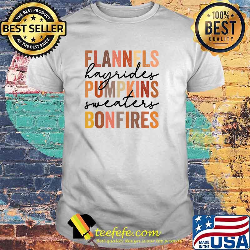 Flannels Hayrides Pumpkins Vintage Sweaters Bonfires Autumn Halloween T-Shirt