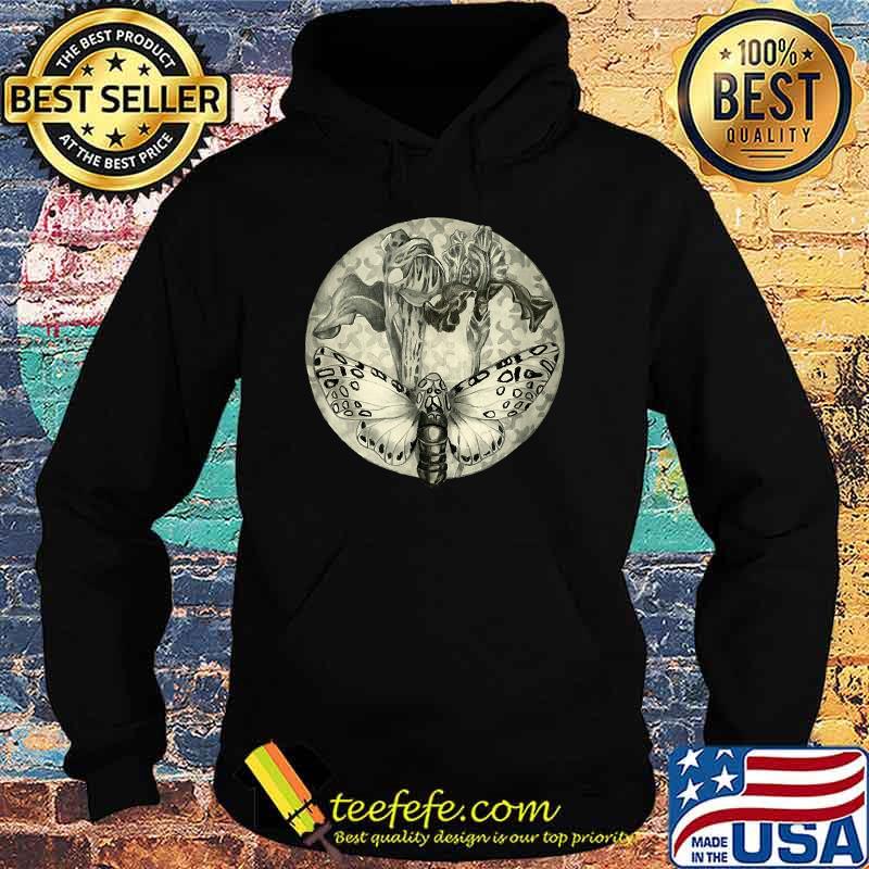 Flowers and giant leopard moth iris leaves flowers insect art T-Shirt Hoodie Flowers and giant leopard moth iris leaves flowers insect art T-Shirt Hoodie