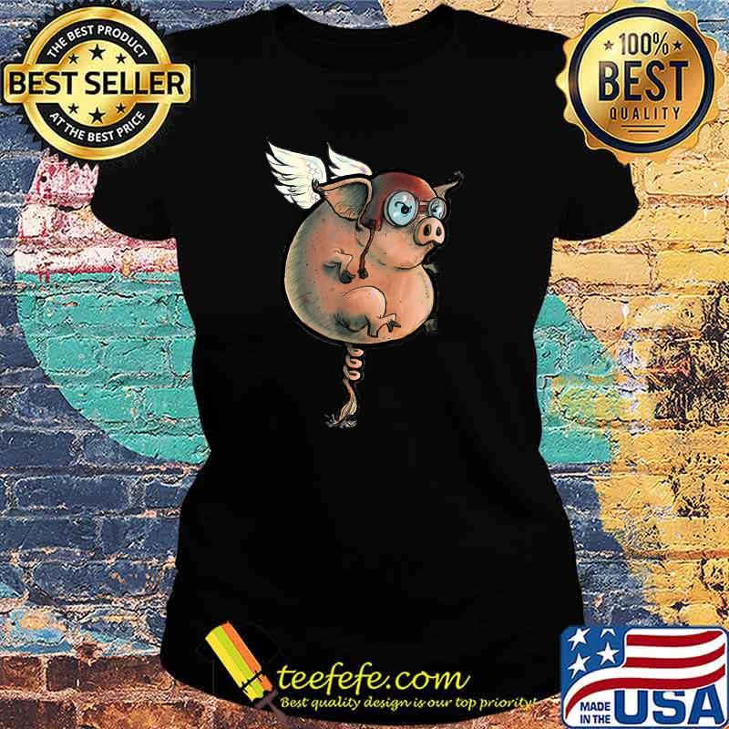 Flying Pig Quirky hand drawn T-Shirt Ladies tee Flying Pig Quirky hand drawn T-Shirt Ladies tee