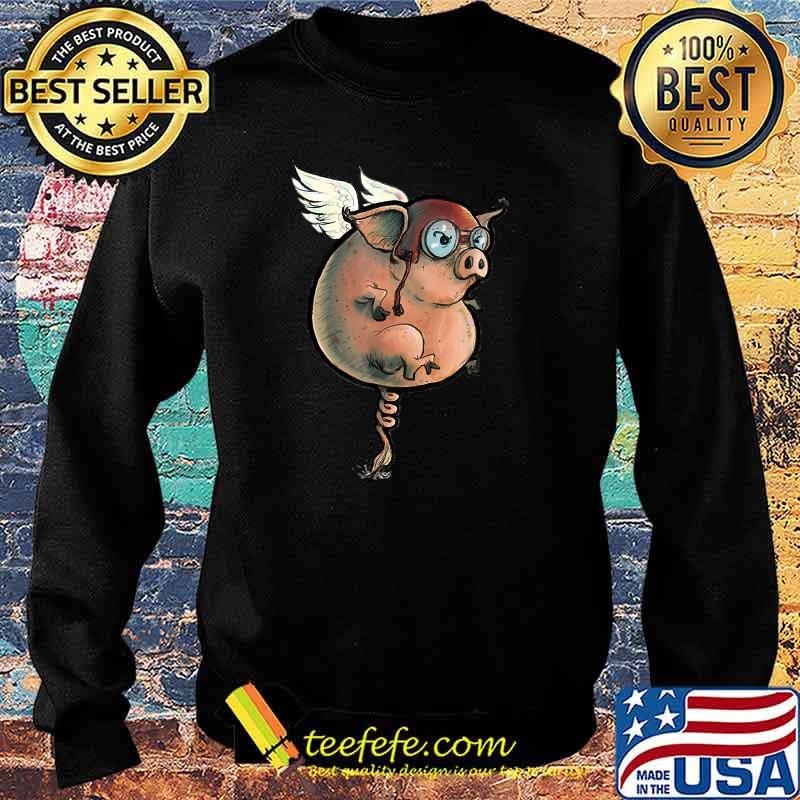 Flying Pig Quirky hand drawn T-Shirt Sweater Flying Pig Quirky hand drawn T-Shirt Sweater