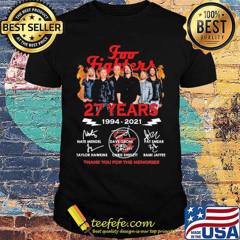 Foo fighters 27 years thank you for the memories signatures shirt
