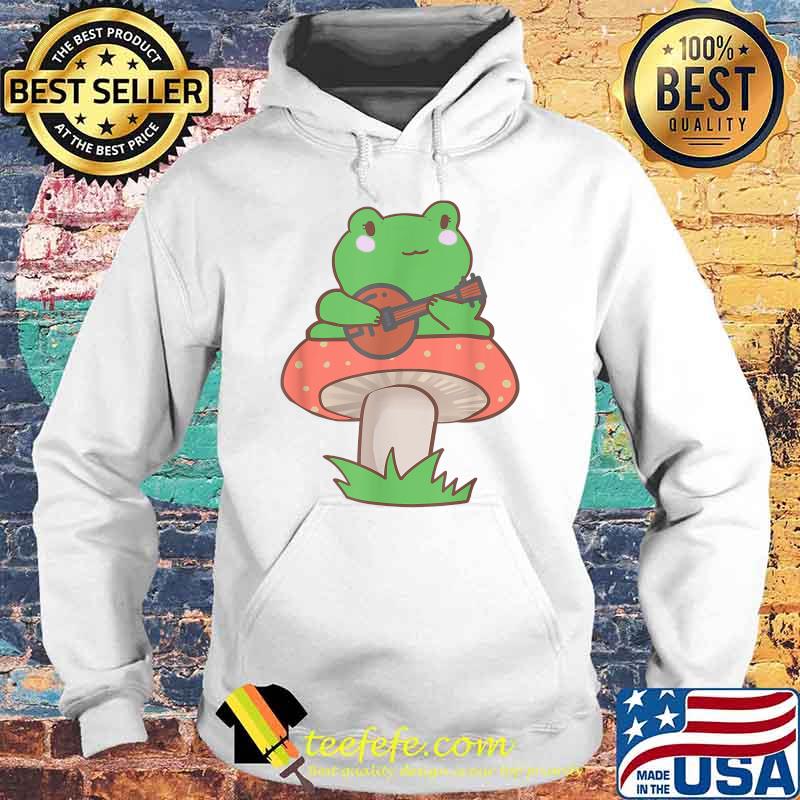 Frog Playing Banjo on Mushroom Cottagecore Aesthetic Kawaii T-Shirt Hoodie Frog Playing Banjo on Mushroom Cottagecore Aesthetic Kawaii T-Shirt Hoodie