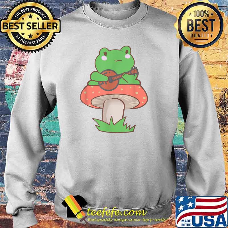 Frog Playing Banjo on Mushroom Cottagecore Aesthetic Kawaii T-Shirt Sweater Frog Playing Banjo on Mushroom Cottagecore Aesthetic Kawaii T-Shirt Sweater