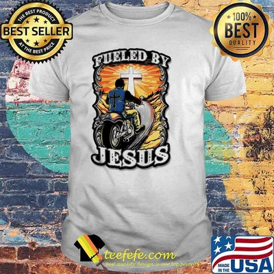 Fueled by jesus motorcycle cross christian sunset shirt
