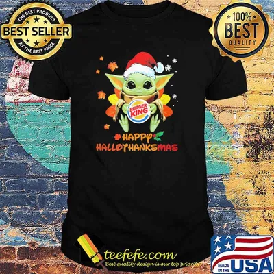 Funny burger King Happy Halloween Thanks Christmas Yoda Shirt