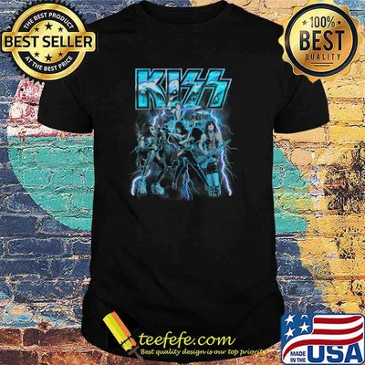 Funny kISS - Blue Lightning Picture Art T-Shirt