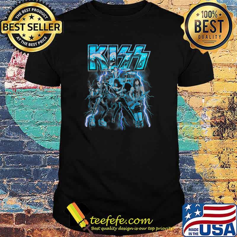 Funny kISS - Blue Lightning Picture Art T-Shirt