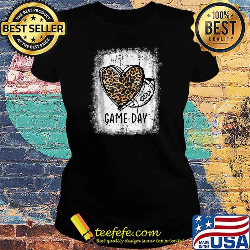 Game Day With Leopard Heart Football T-Shirt Ladies tee Game Day With Leopard Heart Football T-Shirt Ladies tee