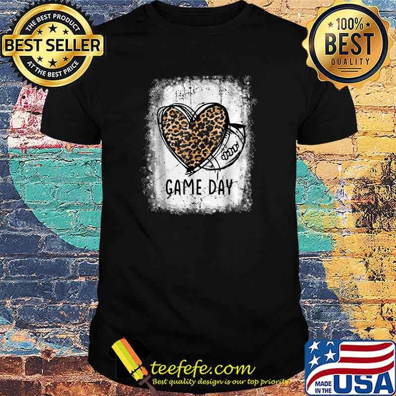 Game Day With Leopard Heart Football T-Shirt