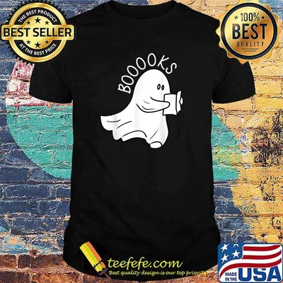 Ghost Booooks Halloween Boo Teacher And Kids Reading Books T-Shirt