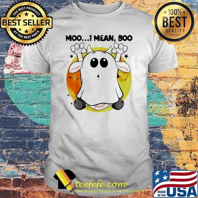 Ghost Cow Moo I mean Boo Pumpkin Moon Halloween shirt