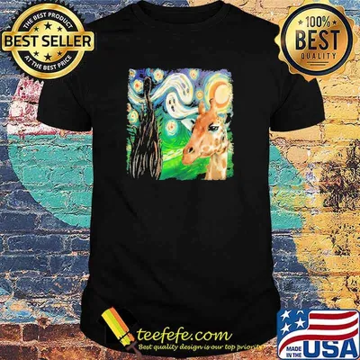 Giraffe In Halloween Night Sky Shirt