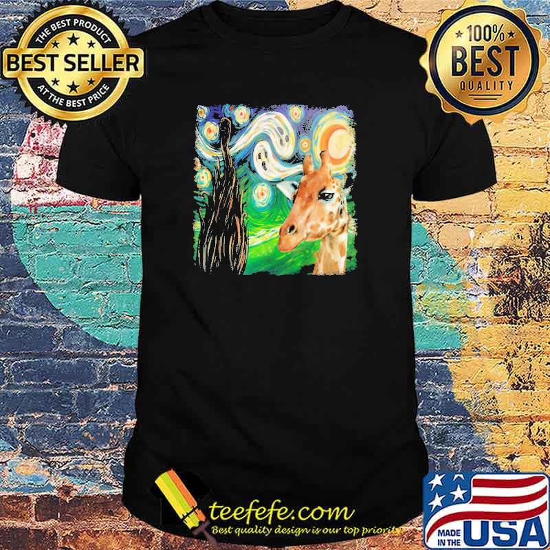 Giraffe In Halloween Night Sky Shirt