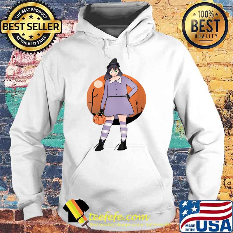 Girl with Black Cat in Pumpkin Bag Halloween T-Shirt Hoodie Girl with Black Cat in Pumpkin Bag Halloween T-Shirt Hoodie