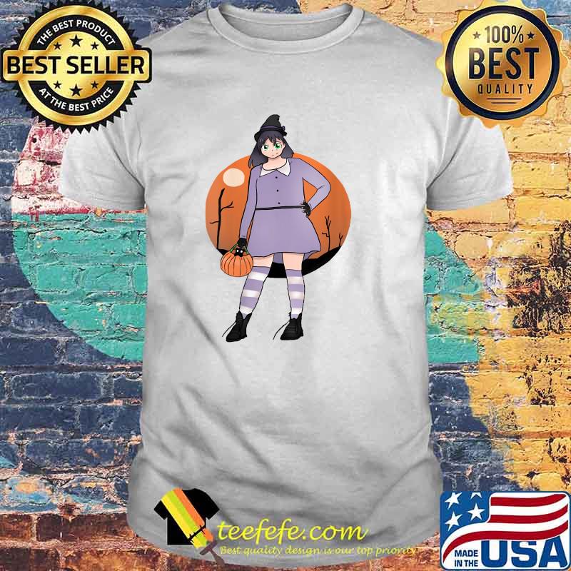 Girl with Black Cat in Pumpkin Bag Halloween T-Shirt Girl with Black Cat in Pumpkin Bag Halloween T-Shirt