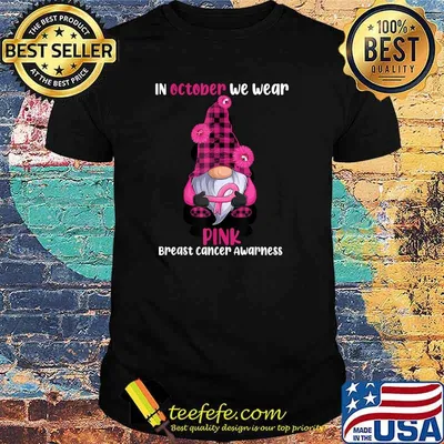 Gnome Holding Pink Ribbon Breast Cancer Awareness T-Shirt