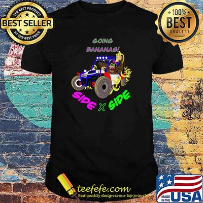 Going Bananas! Side x Side Crazy Monkey with bananas in car T-Shirt