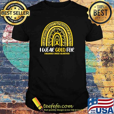 Gold Rainbow In September We Wear Childhood Cancer Awareness T-Shirt