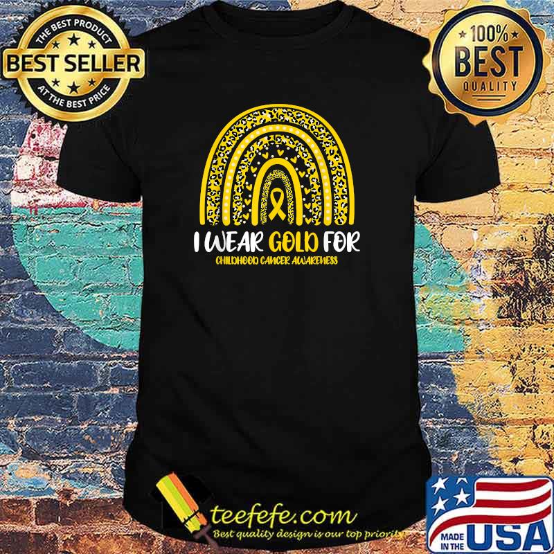 Gold Rainbow In September We Wear Childhood Cancer Awareness T-Shirt
