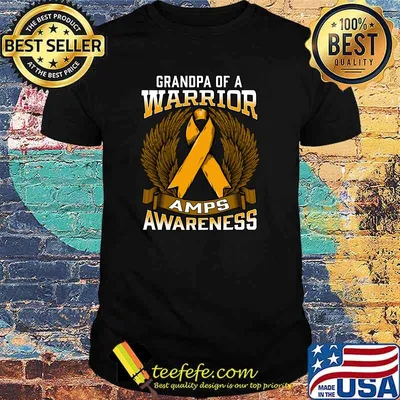 Grandpa Of A Warrior Amps Awareness Amplified Musculoskeletal Pain Syndrome Awareness T-Shirt