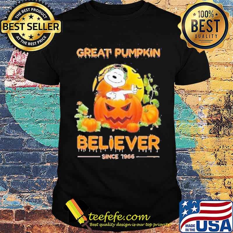 Great Pumpkin Believer Since 1966 Snoopy Moon Happy Halloween Shirt