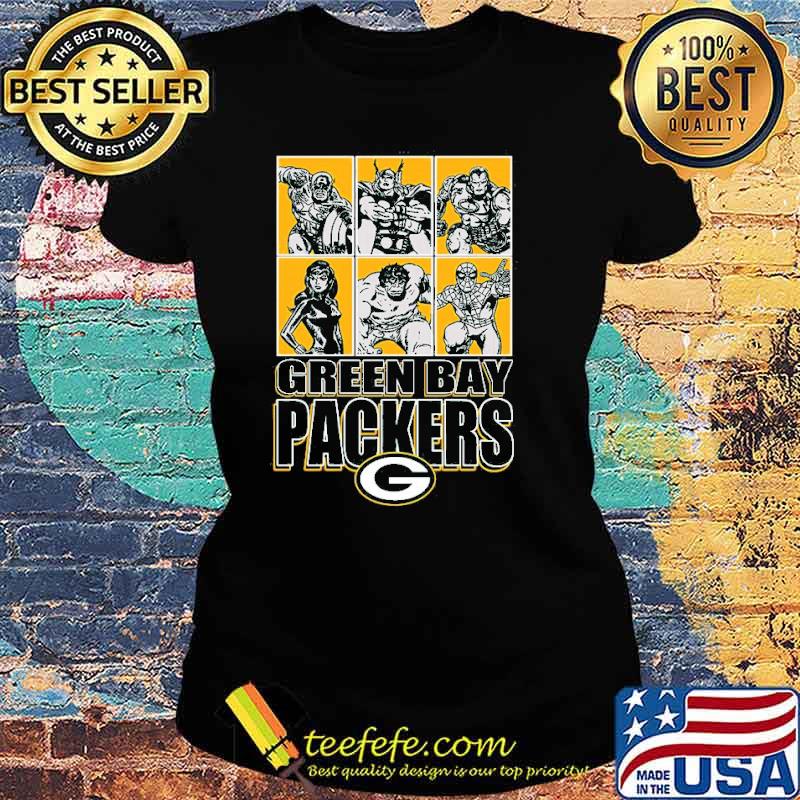 Green Bay Packers Disney Marvel Avengers Line-Up s Ladies tee Green Bay Packers Disney Marvel Avengers Line-Up s Ladies tee