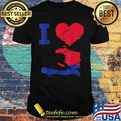 Haiti Haitian America Heart Scratch Flag Love Proud Pride T-Shirt