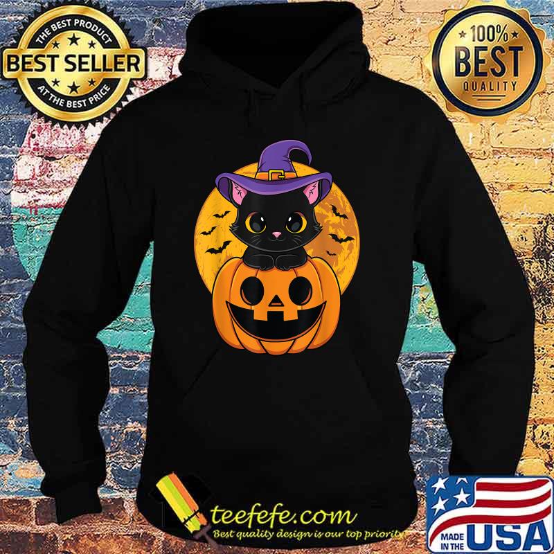 Halloween Black Cat Witch Hat Pumpkin T-Shirt Hoodie Halloween Black Cat Witch Hat Pumpkin T-Shirt Hoodie