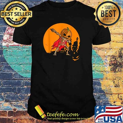 Halloween Boys Kids Dabbing Skeleton Pumpkin Costume T-Shirt