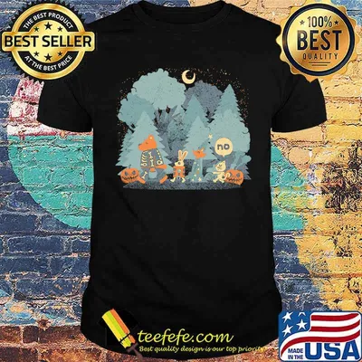 Halloween forest cat bunny beer pumpkin shirt