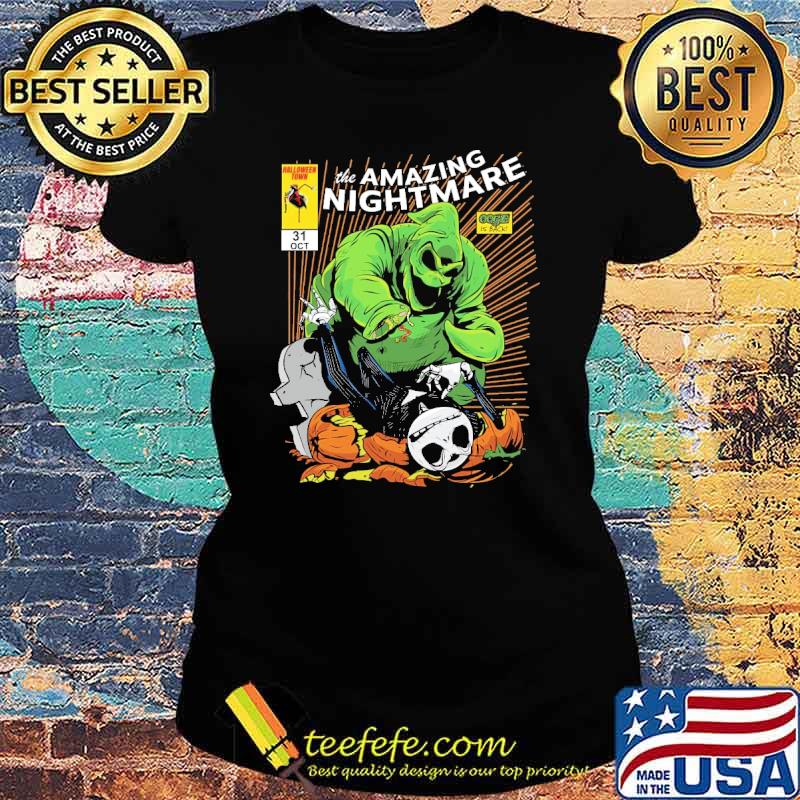 Halloween tour the amazing nightmare Jack Skellington and Oogie Boogie The Nightmare Before Christmas s Ladies tee Halloween tour the amazing nightmare Jack Skellington and Oogie Boogie The Nightmare Before Christmas s Ladies tee