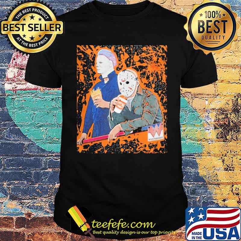 HALLOWEEN WHATABURGER BLEACHED JASON VOORHEES MICHAEL MYERS SHIRT