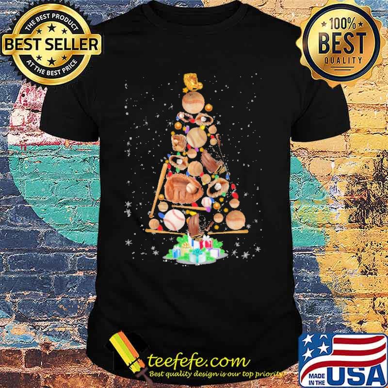 Happy Christmas Baseball Tree Shirt
