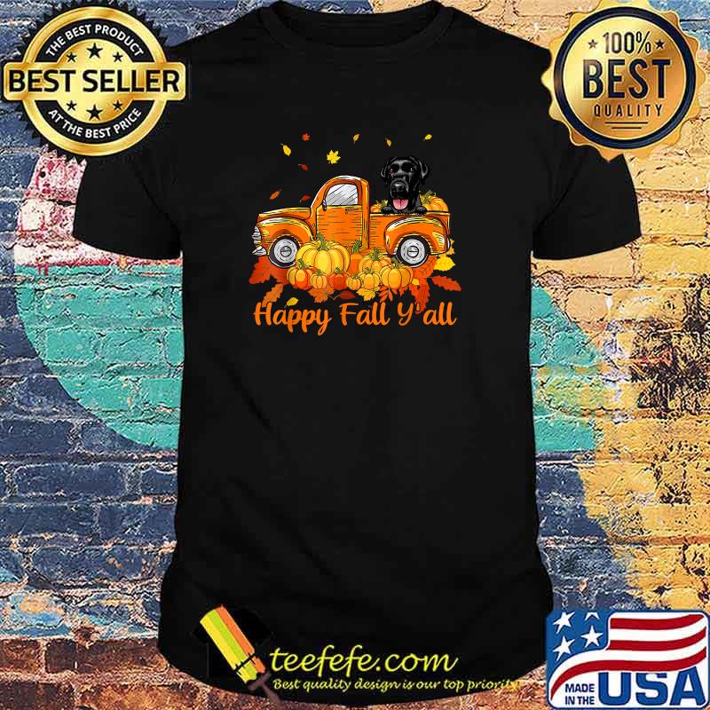 Happy Fall Y'all Great Dane Dog Truck Pumpkin Autumn T-Shirt