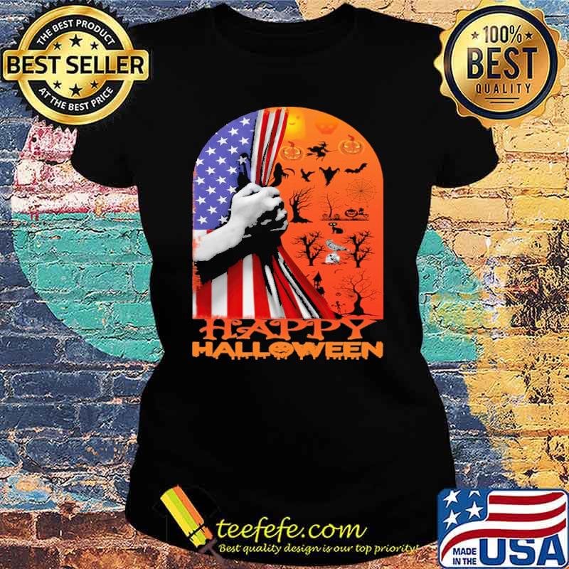 Happy Halloween American Flag Shirt Ladies tee Happy Halloween American Flag Shirt Ladies tee