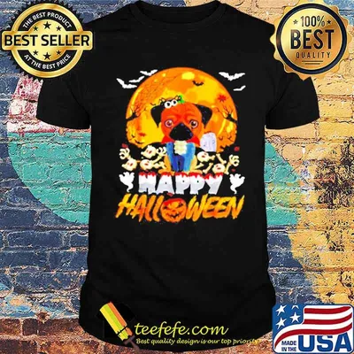 Happy Halloween Pug pumpkin and blood moonshirt