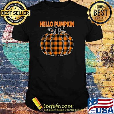 Hello Pumpkin Buffalo Plaid Halloween T-Shirt